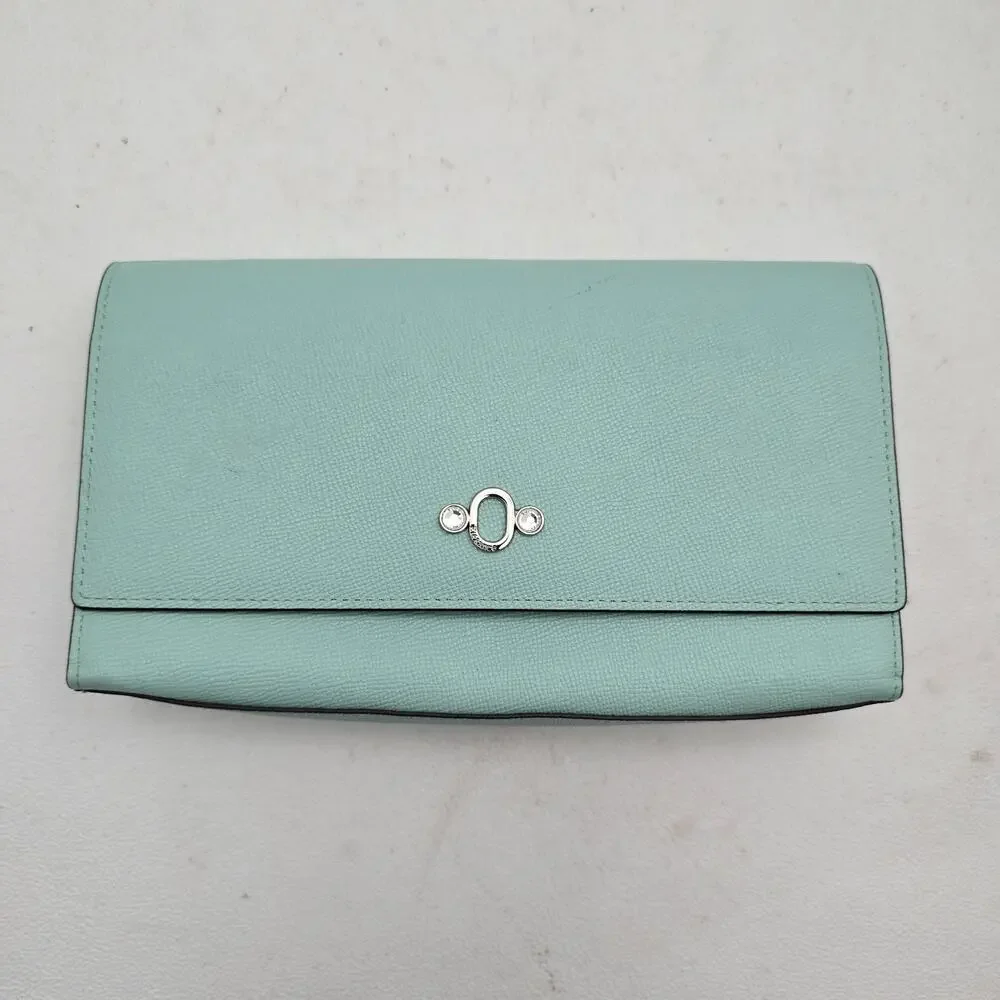 Elegance Paris Genuine Lt Turquoise Crossbody Bag Purse Converts to Clutch NEW